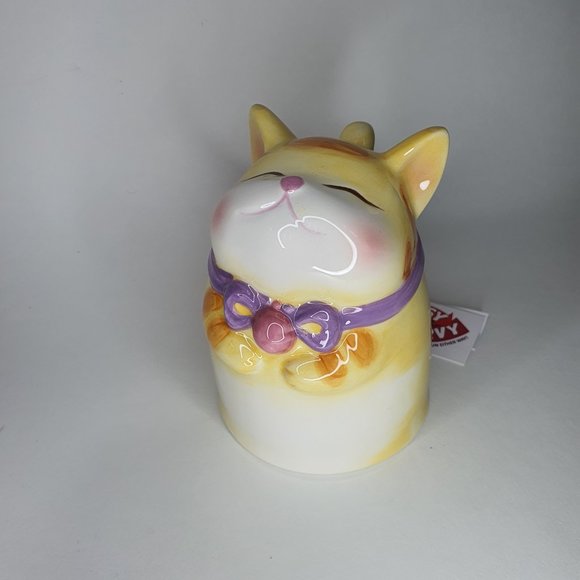 Topsy Turvy Upside Down Yellow Calico Cat Mug - NWT - Picture 6 of 8